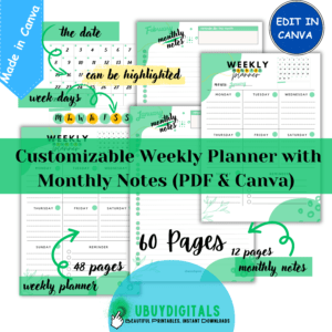 Maximize Productivity: Customizable Weekly Planner-ubuydigitals.com