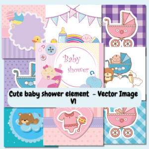 Cute baby shower element - Vector Image V1- ubuydigitals.com