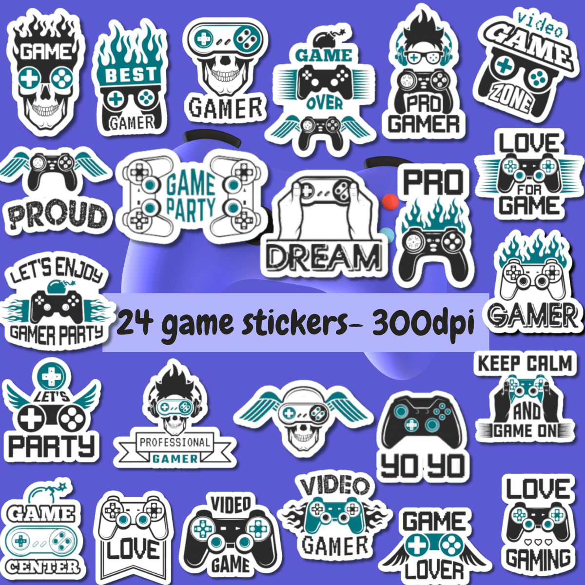 24 gaming stickers - ubuydigitals