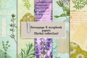 Custom dimensions3300x2550 px – Custom dimensions Sheets & Labels-Decoupage Bundle-herbal