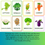 nteractive Colorful Vegetable Flashcards for Early Learners-ubuydigitals.com