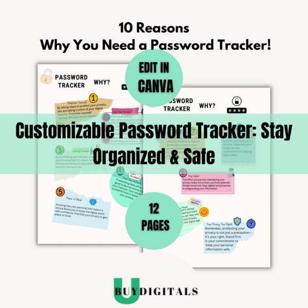 Customizable Password Tracker: Stay Organized & Safe-ubuydigitals.com