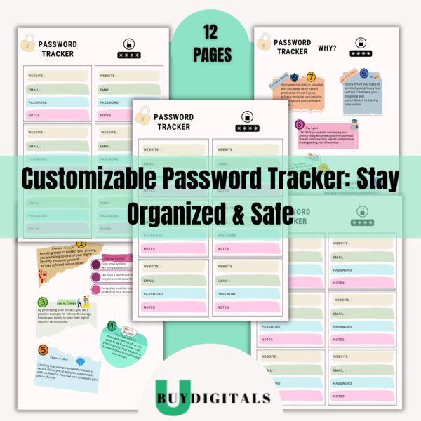 Customizable Password Tracker: Stay Organized & Safe-ubuydigitals.com