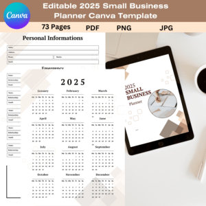 Editable 2025 Small Business Planner - Canva Template-ubuydigitals.com