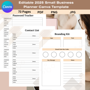Editable 2025 Small Business Planner - Canva Template-ubuydigitals.com